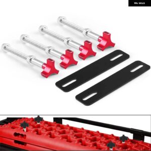 トラクションボード用取り付けピンキット 4.72インチ～6.69インチ 12～17CM穴間隔の取り付けピンでリカバリ トラック に適合 TT102403 - Red