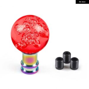 アクリルシフトノブ マニュアル ギアシフターヘッドシフトノブ スティッククリスタルクリアバブルピンクブルークリアギアシフトノブ - red