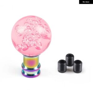アクリルシフトノブ マニュアル ギアシフターヘッドシフトノブ スティッククリスタルクリアバブルピンクブルークリアギアシフトノブ - Pink