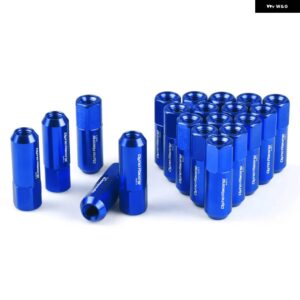 20個 M12 X 1.5 ホイールラグナット 60MM アルミ レーシング ロックラグホイールナットネジ TT100442 - blue