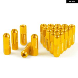 20個 M12 X 1.5 ホイールラグナット 60MM アルミ レーシング ロックラグホイールナットネジ TT100442 - Gold