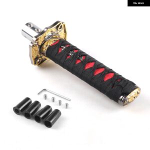 JDM スタイルショートサムライソードシフトノブ シフター 150MM 金属加重スポーツ刀シフトノブ - Black with red