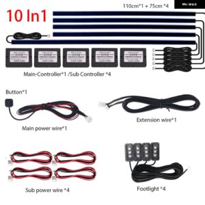 18IN1 アンビエントライト車内用 64色 呼吸ダッシュボード ドア 装飾 LED ストリップライト RGB BLUETOOTH アプリ制御 12V