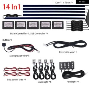 18IN1 アンビエントライト車内用 64色 呼吸ダッシュボード ドア 装飾 LED ストリップライト RGB BLUETOOTH アプリ制御 12V