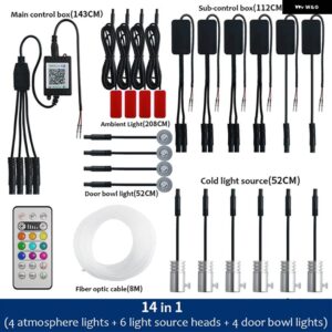10 で 1 ムードライト USB RGB LED ライトストリップとアプリ制御自動車 インテリア 装飾 アンビエントダッシュボード ネオンランプ