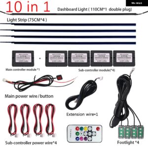 18/22 1 213/64色 レインボーシンフォニーカーアンビエントライトキット RGB LED ストリップライトアクリル インテリア ムードランプ APP リモート - 10in1 no rainbow