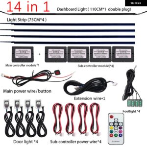 18/22 1 213/64色 レインボーシンフォニーカーアンビエントライトキット RGB LED ストリップライトアクリル インテリア ムードランプ APP リモート - 14in1 no rainbow