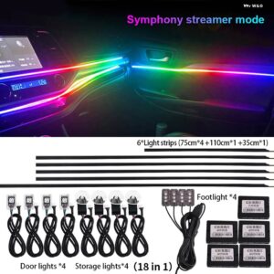 18 で 1 シンフォニー LED アンビエントライト車内用 RGB 64色 装飾 アクリル光ファイバームードストリップ - 18 in 1 Symphony