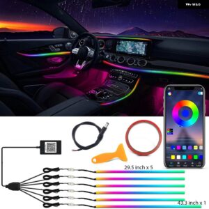 2/5/6IN 1 LED シンフォニーアンビエントライト車内用 USB 装飾 ムードネオン RGB レインボーアクリルストリップワイヤレスアプリ付き - 6 in 1 DC