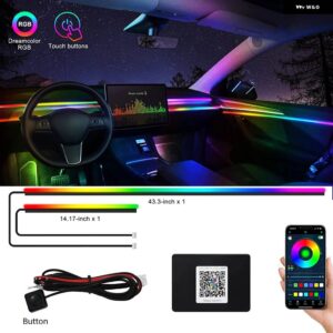 2/5/6IN 1 LED シンフォニーアンビエントライト車内用 USB 装飾 ムードネオン RGB レインボーアクリルストリップワイヤレスアプリ付き - 2 in 1