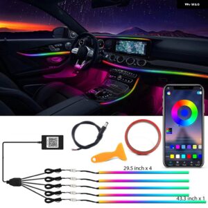 2/5/6IN 1 LED シンフォニーアンビエントライト車内用 USB 装飾 ムードネオン RGB レインボーアクリルストリップワイヤレスアプリ付き - 5 in 1 DC