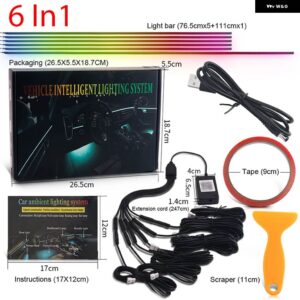 2/5/6 で 1 シンフォニー LED アンビエントライト車内 DREAMCOLOR アクリルストリップライトキット 虹ムード USB ワイヤレスアプリ - 6 in 1 USB