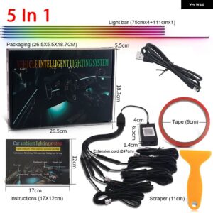 2/5/6 で 1 シンフォニー LED アンビエントライト車内 DREAMCOLOR アクリルストリップライトキット 虹ムード USB ワイヤレスアプリ - 5 in 1 USB