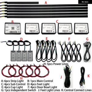 18IN1 RGB デュアルゾーン LED ムードライト室内 装飾 アクリルストリップバックライトアプリ 装飾 アンビエントランプダッシュボード - 18 in 1 APP