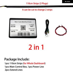 18IN1 RGB デュアルゾーン LED ムードライト室内 装飾 アクリルストリップバックライトアプリ 装飾 アンビエントランプダッシュボード - 2 in 1 APP