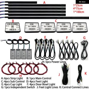 18IN1 シンフォニー デュアルゾーン 車 LED アンビエント ライト ムードランプ アクリル ガイド 光ファイバー ダッシュボード ストリップ 12V コンソール - 18 in 1 App Symphony