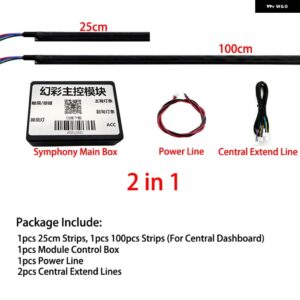 18IN1 シンフォニー デュアルゾーン 車 LED アンビエント ライト ムードランプ アクリル ガイド 光ファイバー ダッシュボード ストリップ 12V コンソール - 2 in 1 App Symphony