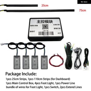 RGB 64色 LED 車足元アンビエントライトバックライト音楽音声制御自動 インテリア 装飾 ムードライトアプリ制御 - Set 4(App)