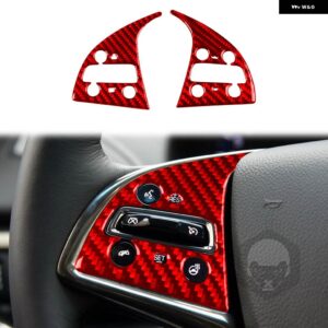 キャデラック ATS 2013-2019 セダンカーボン インテリア ステアリング ホイールボタン パネルトリム ステッカー 装飾 - Red A