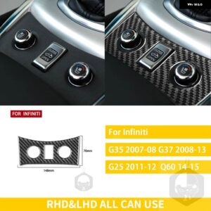 インフィニティ G35 2007-2008 G37 2008-2013 カーボン自動車 インテリア 中央制御パネルカバー トリム ステッカー セット - Black A