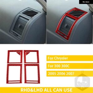 クライスラー 300 300C 2005 2006 2007 カーボン車内 2 サイドエアベントトリム ステッカー 装飾 - red