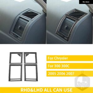 クライスラー 300 300C 2005 2006 2007 カーボン車内 2 サイドエアベントトリム ステッカー 装飾 - black