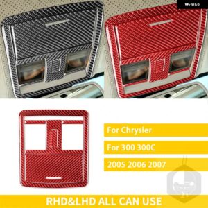 クライスラー 300 300C 2005 2006 2007 カー インテリア カーボンオーバーヘッド収納ボックス 読書灯トリム ステッカー - set red