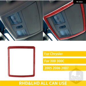 クライスラー 300 300C 2005 2006 2007 カー インテリア カーボンオーバーヘッド収納ボックス 読書灯トリム ステッカー - Frame red