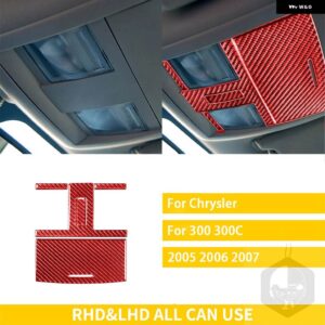 クライスラー 300 300C 2005 2006 2007 カー インテリア カーボンオーバーヘッド収納ボックス 読書灯トリム ステッカー - Overhead 5pcs red