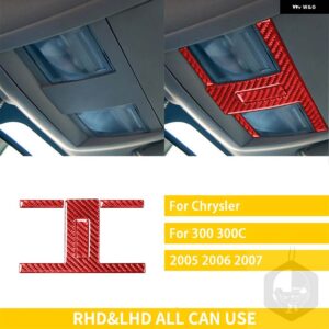 クライスラー 300 300C 2005 2006 2007 カー インテリア カーボンオーバーヘッド収納ボックス 読書灯トリム ステッカー - Key frame red