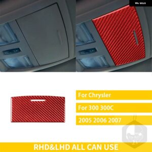 クライスラー 300 300C 2005 2006 2007 カー インテリア カーボンオーバーヘッド収納ボックス 読書灯トリム ステッカー - Storage Box red
