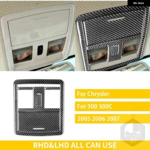 クライスラー 300 300C 2005 2006 2007 カー インテリア カーボンオーバーヘッド収納ボックス 読書灯トリム ステッカー - set black