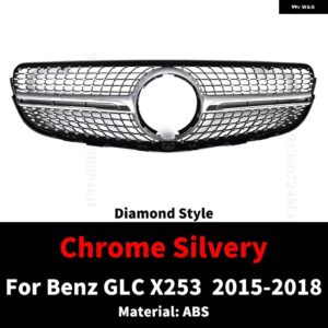 GT ダイヤモンドスタイルフロントインレットバンパー グリル メッシュ メルセデス X253 ベンツ GLC 200 220 260 300 350 2015-2018 チューニング - Diamond Silvery