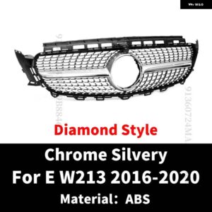 フロントインレットバンパー グリル フードグリル メッシュ メルセデス W213 C238 A238 ベンツ E E200 E260 E300 2016-2020 スポーツ GT ダイヤモンド E63 - Diamond Silvery