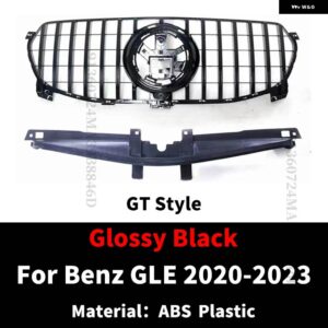スポーツ GT ダイヤモンドスタイルフロントフードグリル バンパー グリル メルセデス W167 ベンツ GLE 350 450 2020-2023 改築チューニング外装部品 - GT Black