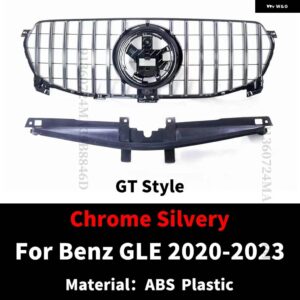 スポーツ GT ダイヤモンドスタイルフロントフードグリル バンパー グリル メルセデス W167 ベンツ GLE 350 450 2020-2023 改築チューニング外装部品 - GT Silvery