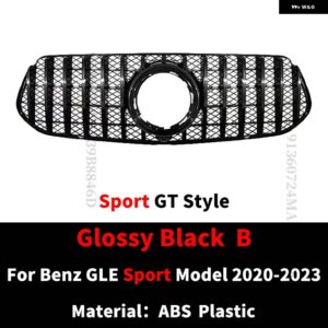 スポーツ GT ダイヤモンドスタイルフロントフードグリル バンパー グリル メルセデス W167 ベンツ GLE 350 450 2020-2023 改築チューニング外装部品 - Sport GT Black B