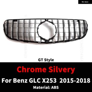 ダイヤモンド GT スタイルフロントインレットメッシュグリル レーシング バンパー グリル メルセデス X253 ベンツ GLC 200 220 250 260 300 350 2015-2018 - GT Silvery