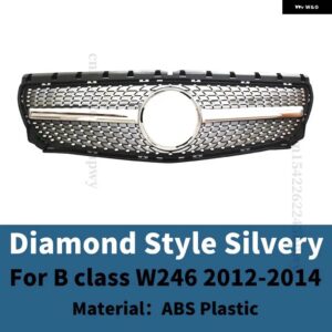 外装部品センタートリムフロントインレットグリル レーシング フードグリル メッシュ リペア チューニングパーツ メルセデス W246 ベンツ B クラス - 12-14 Diamond Silver
