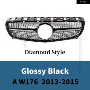 フロントグリル レーシング グリル メッシュチューニング メルセデス A クラス A45 W176 2013 -2018 2019 + A180 A200 A260 GT ダイヤモンドスタイル - 13-15 Diamond Black
