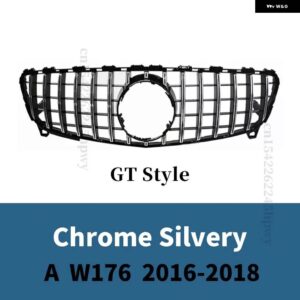 フロントグリル レーシング グリル メッシュチューニング メルセデス A クラス A45 W176 2013 -2018 2019 + A180 A200 A260 GT ダイヤモンドスタイル - 16-18 GT Silver