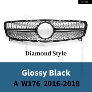 フロントグリル レーシング グリル メッシュチューニング メルセデス A クラス A45 W176 2013 -2018 2019 + A180 A200 A260 GT ダイヤモンドスタイル - 16-18 Diamond Black