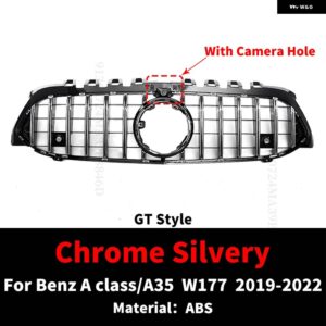 フロントグリル レーシング グリル メッシュチューニング メルセデス A クラス A45 W176 2013 -2018 2019 + A180 A200 A260 GT ダイヤモンドスタイル - W177 GT Silver-Hole