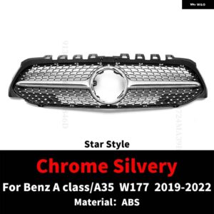 フロントグリル レーシング グリル メッシュチューニング メルセデス A クラス A45 W176 2013 -2018 2019 + A180 A200 A260 GT ダイヤモンドスタイル - W177 Diamond Silver