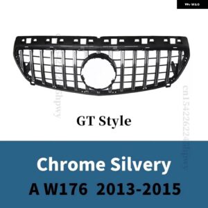 フロントグリル レーシング グリル メッシュチューニング メルセデス A クラス A45 W176 2013 -2018 2019 + A180 A200 A260 GT ダイヤモンドスタイル - 13-15 GT Silver