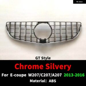 フロント ラジエーター グリル バンパー グリル グリッドチューニング メルセデス C207 W207 A207 ベンツ E クーペ 2009-2016 E200 E260 E320 E350 E400 - 2013-2016 GT Silvery