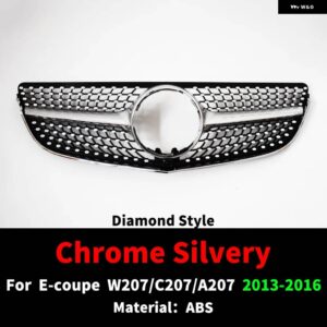 フロント ラジエーター グリル バンパー グリル グリッドチューニング メルセデス C207 W207 A207 ベンツ E クーペ 2009-2016 E200 E260 E320 E350 E400 - 13-16 Diamond Silver