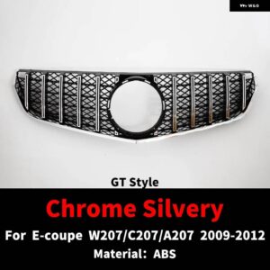 フロント ラジエーター グリル バンパー グリル グリッドチューニング メルセデス C207 W207 A207 ベンツ E クーペ 2009-2016 E200 E260 E320 E350 E400 - 2009-2012 GT Silvery
