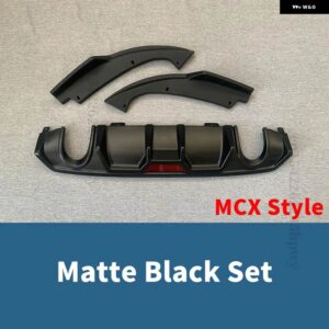 リアサイドバンパー ディフューザー リップディフレクタースポイラー バンパー リップカバー マフラー シビック 10TH世代 2016-20 - Matte Black Set