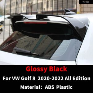ルーフリアスポイラー ウイングトランクブーツ リップディフレクター VW ゴルフ 8 2020-2022 MK8 すべて版ライフ R ライン GTI GTD GTE ディフューザー - Glossy Black